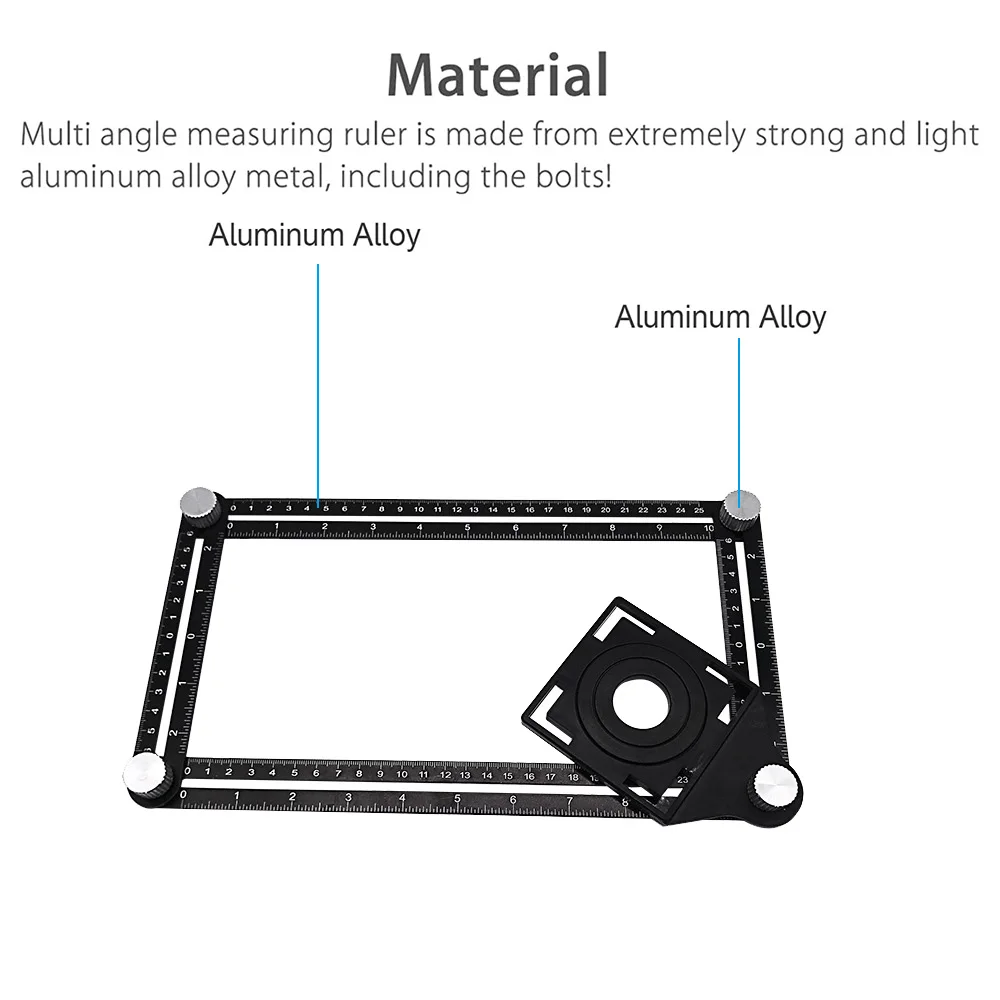 KDABJD Aluminum Alloy Six-Sided Ruler Measuring Instrument Template Angle Tool Mechanism Slides with Hole Locator Drill Guide Tile Hole 